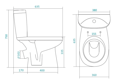 Компакт с косым выпуском Santek Анимо с сидением стандарт полипропилен фото 3
