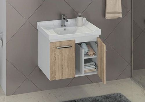 Тумба с умывальником Comforty Рига 60 70 80 дуб сонома подвесная