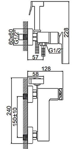 Смеситель с лейкой для гигиенического душа Ledeme L5278 хром фото 9