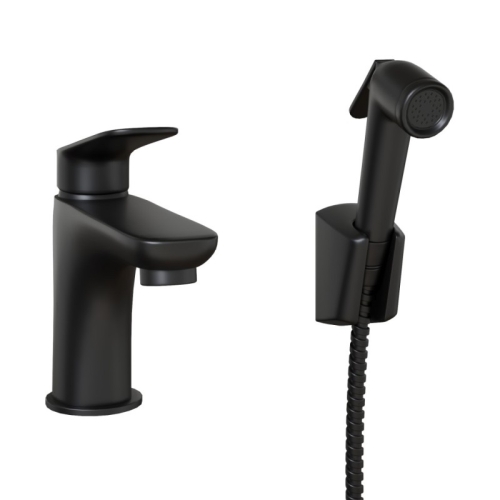 Смеситель с гигиеническим душем для раковины Paini Laguna LAYO205/574 черный