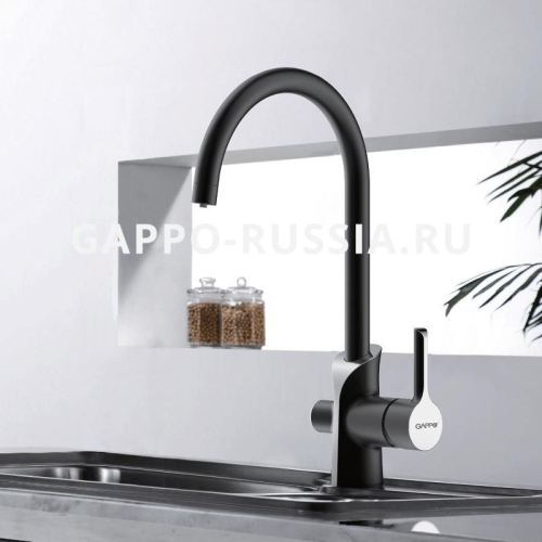 Смеситель для кухни G03-8 G4303-8 хром-белый/чёрный фото 3