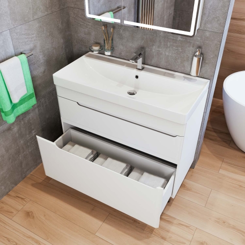 Тумба с раковиной Mirsant Flat 60, 80, 100 напольная фото 9