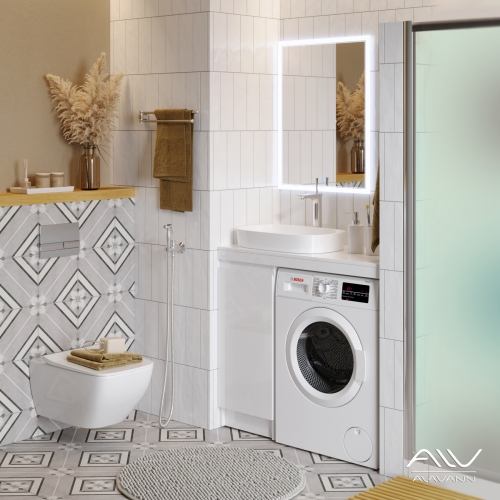 Тумба с раковиной Alavann Soft 100 (Ум Купер 56) напольная белая фото 2