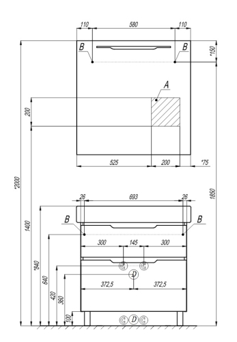 Тумба с раковиной Акватон Дакота 74.5  Белый Глянцевый/Выбеленное дерево фото 2