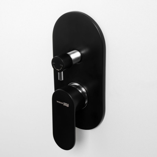 Встроенный смеситель для ванны на 2 положения Wasserkraft Elbe 7441 черный Soft-touch фото 2