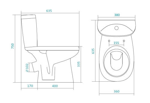 Компакт Santek Анимо косой выпуск с сидением дюропласт фото 3
