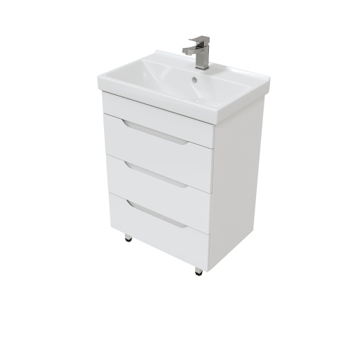 Тумба с умывальником Мирсант Soho Quadro 60/2 - Fest (узкая) напольная, с доводчиком