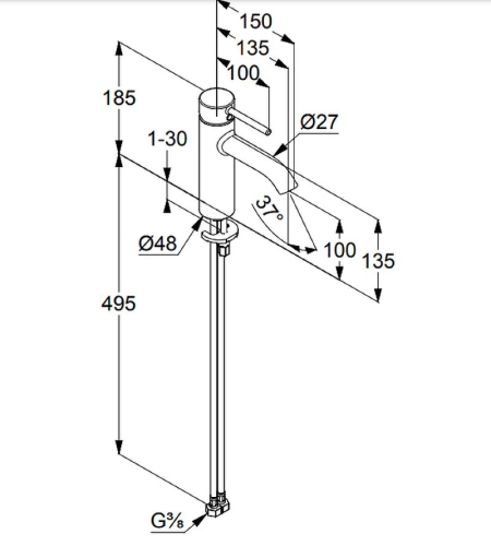 Смеситель для умывальника Kludi BOZZ 382823976 черный фото 2