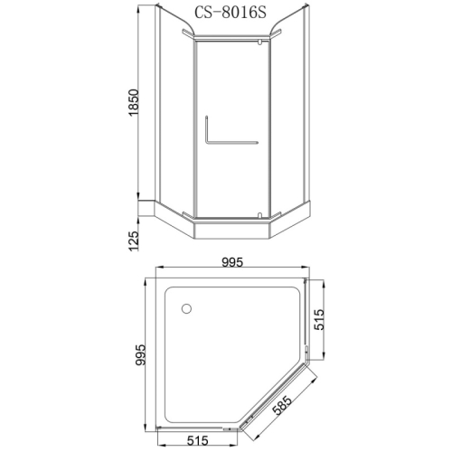 Душевое ограждение Loranto CS-816S B 100 (GRAY) 100*100 с поддоном, стекло тонированное фото 3