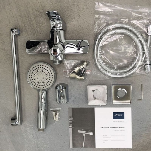 Смеситель для ванны с длинным изливом Paini Angel ANCR112P20LMKM, хром + лейка, шланг, держатель фото 2