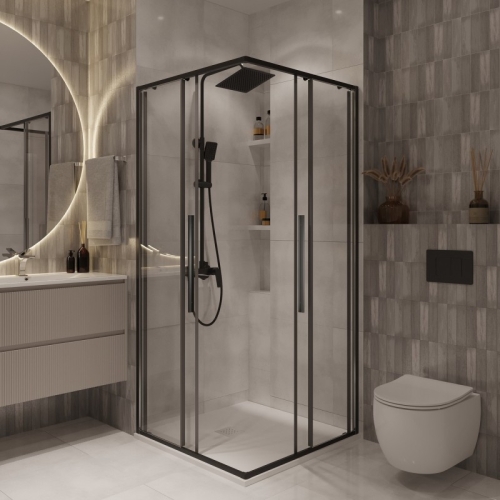 Душевое ограждение Niagara Нова/Nova NG-6822(6823, 6824)-34ВLACK 80*80,90*90, 100*100 стекло прозрачное фото 2