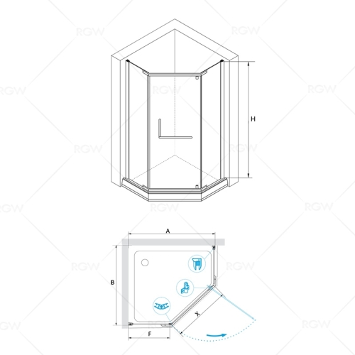 Душевое ограждение RGW HO-081B 90*90,100*100 трапеция чёрное фото 2