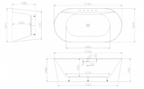 Ванна ESBANO Vigo SM 170*84.5 акрил фото 2