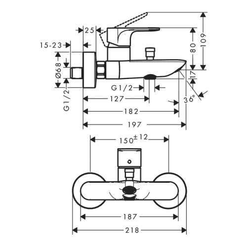 Смеситель для ванны Hansgrohe Rebris E черный 72450670 фото 2
