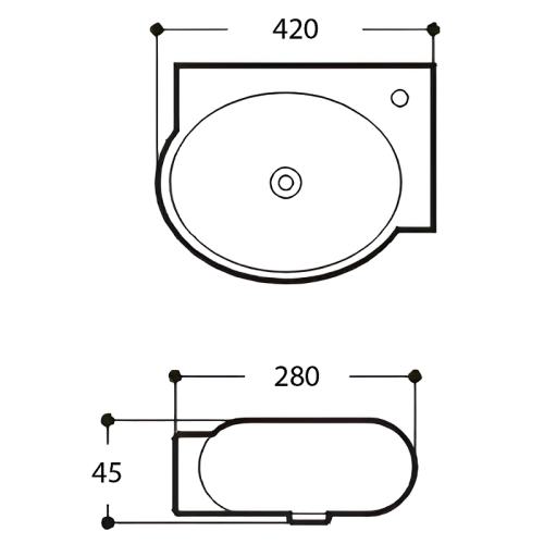 Раковина угловая Aquatek AQ5304-00 42*28 фото 3