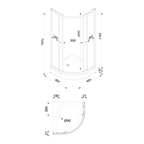 Душевое ограждение Triton Вельвет А 80*80, 90*90 низкий поддон фото 9