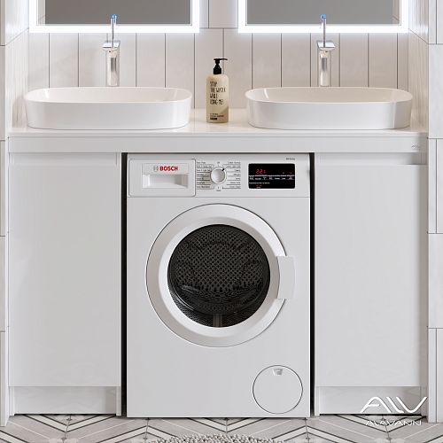 Тумбы с двумя раковинами Alavann Soft 130 (Ум Купер 56) напольные белые
