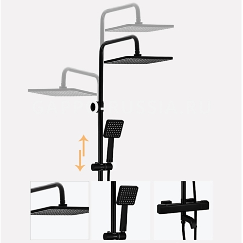 Душевая система с термостатом Gappo G2491-6 черный фото 6