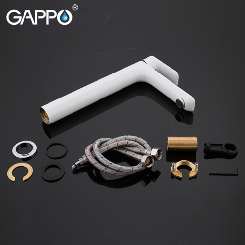 Смеситель высокий для раковины Gappo Noar G1048-2 белый/хром фото 6