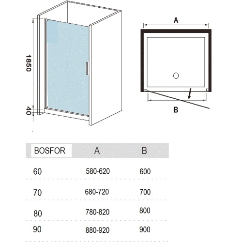 Душевая дверь River Bosfor MT 60, 70, 80 матовое стекло фото 2