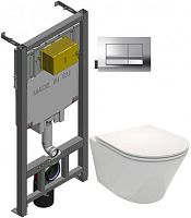 Инсталляция Jacob Delafon Rodin+ E21749RU-00 унитаз безободковый с микролифт, кнопка хром