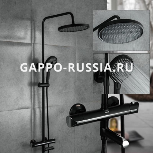Душевая система с термостатом Gappo G2403-56 черный/хром фото 10