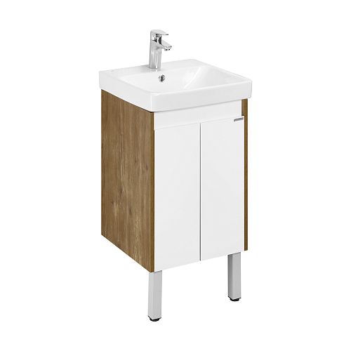 Тумба с раковиной Aquaton Сканди Doors 45, 55, 70, 80 Белый Глянцевый/Дуб Рустикальный