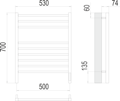 Полотенценцесушитель Terminus Сицилия 50*70, 50*100 электрический, хром фото 3