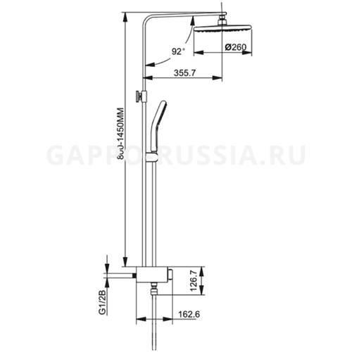 Душевая система со смесителем Gappo G2495-2 черный фото 2