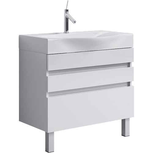 Тумба с умывальником Aqwella Bergamo 80, 100 напольная белая