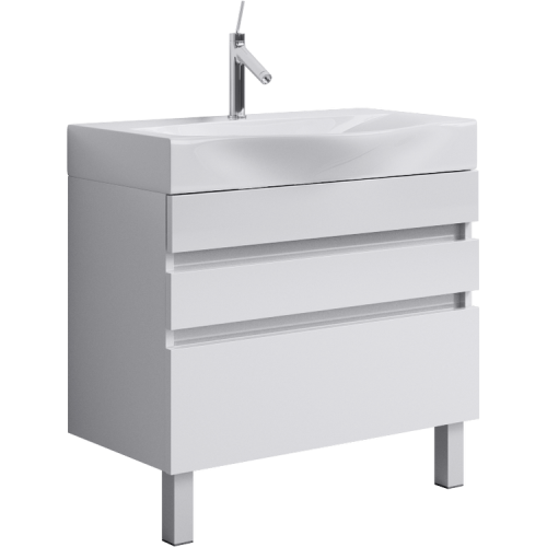 Тумба с умывальником Aqwella Bergamo 80, 100 напольная белая