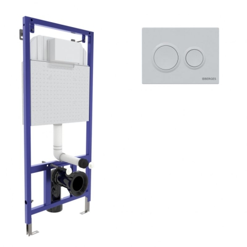 Инсталяция Berges Wasserhaus NOVUM кнопка O белая, хром матовый, хром глянец, Soft Touch черная