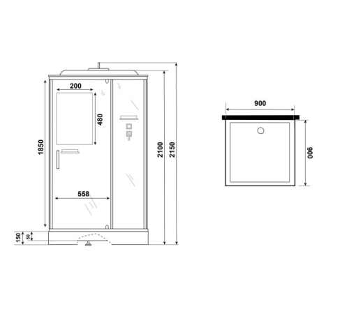 Душевая кабина Niagara Стандарт ST90/15Q 90*90*215 квадрат,поддон 15см,распашная,проф.белый фото 5