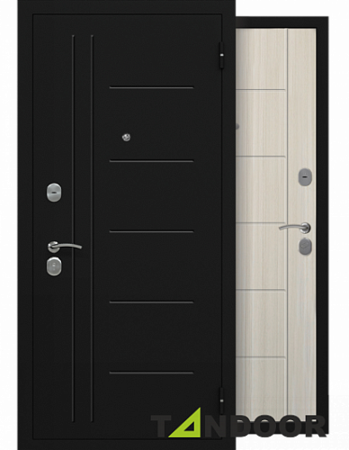 Дверь входная Tandoor Графит 86, 96 Черный букле/Сандал белый