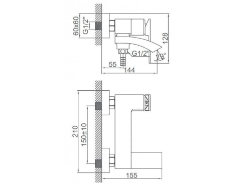 Смеситель для ванны Ledeme L3178U графит фото 2