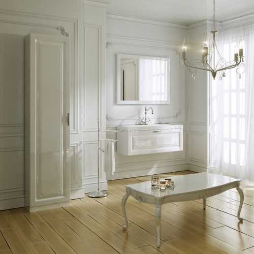 Тумба с умывальником Aqwella EMPIRE 80, 100 подвесная белая фото 3