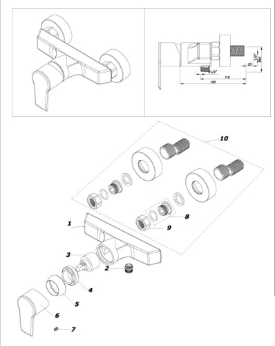 Смеситель для душа Azario Enzo AZ-15710611 хром фото 2