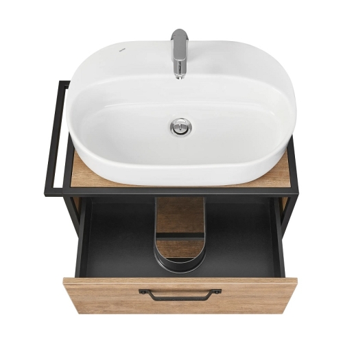 Тумба с раковиной Одри Round Aquaton Лофт Фабрик 65, 80 Дуб Кантри фото 4