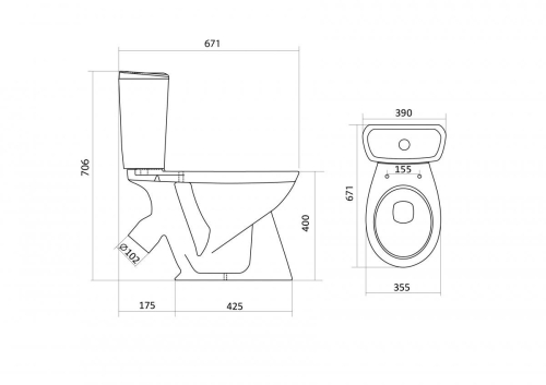 Компакт Santek Бриз с косым выпуском с сидением дюропласт фото 6
