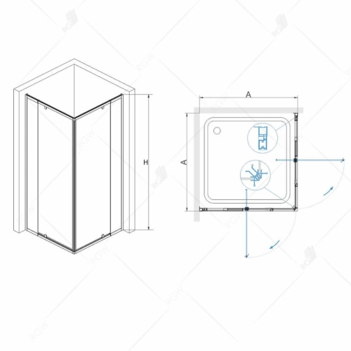 Душевое ограждение RGW PA-38 80*80, 90*90, 100*100 распашное фото 2