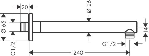 Кронштейн для верхнего душа Hansgrohe Vernis Blend 27809000 хром (со стены) фото 2