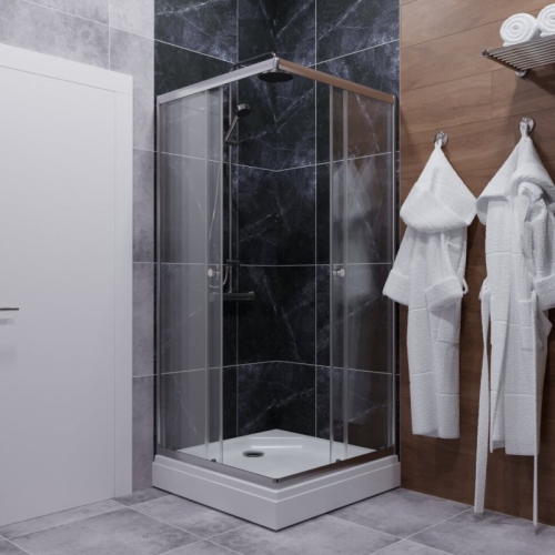 Душевое ограждение Triton Вента-хром 80*80, 90*90, 100*100 низкий поддон, стекло прозрачное фото 4