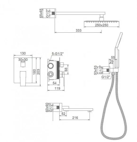 Встраиваемый душевой комплект LEDEME L2478-2 хром фото 2