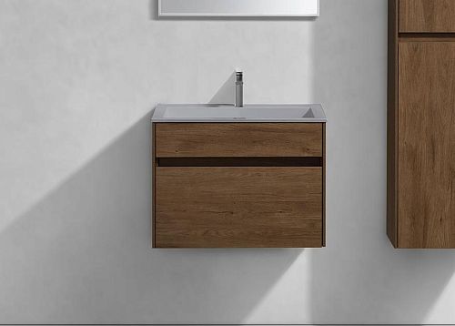 Тумба с раковиной Vincea Chiara 60, 80, 100 Т.Oak Дуб Табак, подвесная, раковина серая