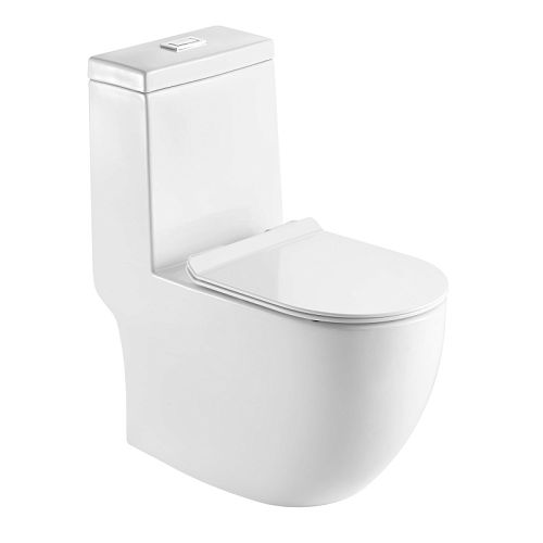 Унитаз-моноблок напольный безободковый Sole Twin, сидение микролифт