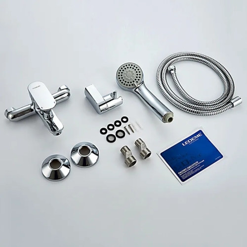 Смеситель для ванны Ledeme L3010 хром (лейка и шланг в комплекте) фото 6