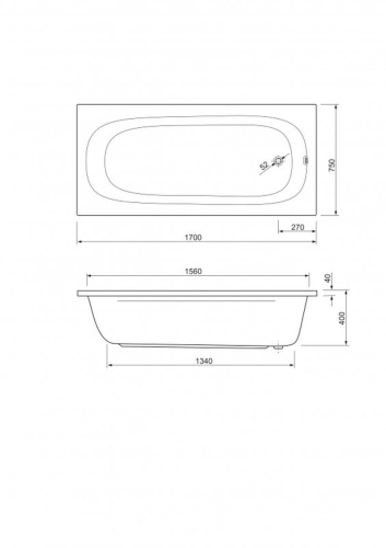 Ванна акриловая CEZARES PIAVE 170*75 фото 3
