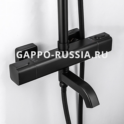 Душевая система с термостатом Gappo G2491-6 черный фото 3