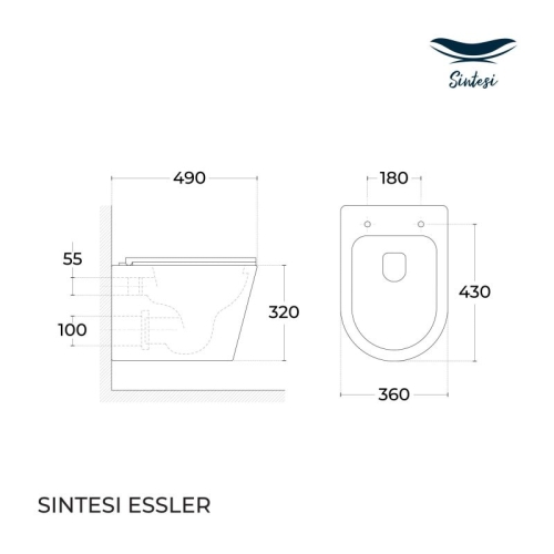 Унитаз подвесной безободковый SanteSi Essler, сидение м/л фото 2