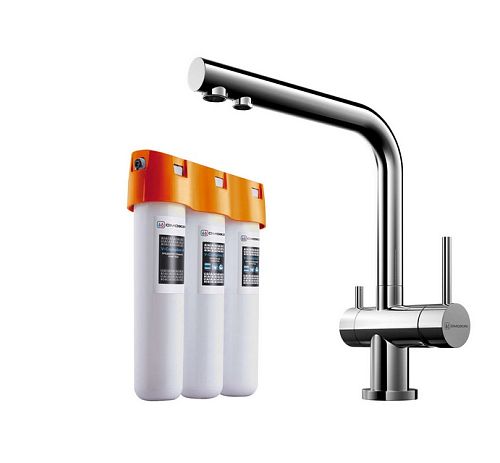 Смеситель для кухни подключением фильтра OMOIKIRI Nagano (17 цветов) + фильтр Pure Drop lite